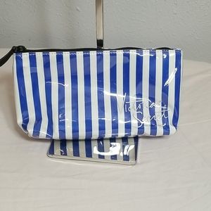 Victoria's Secret Make Up Bag Blue White Striped